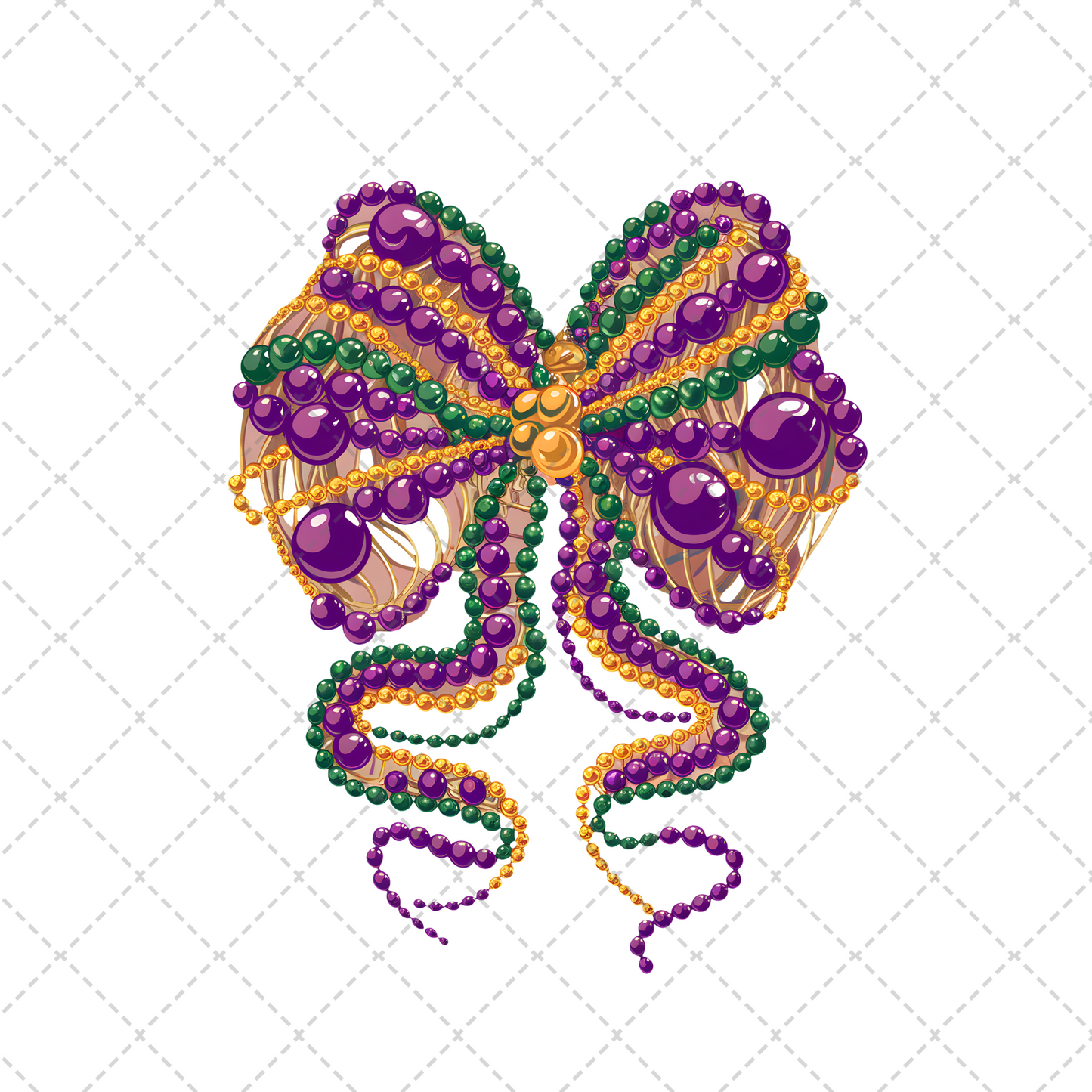 Mardi Gras Bead Bow Transfer