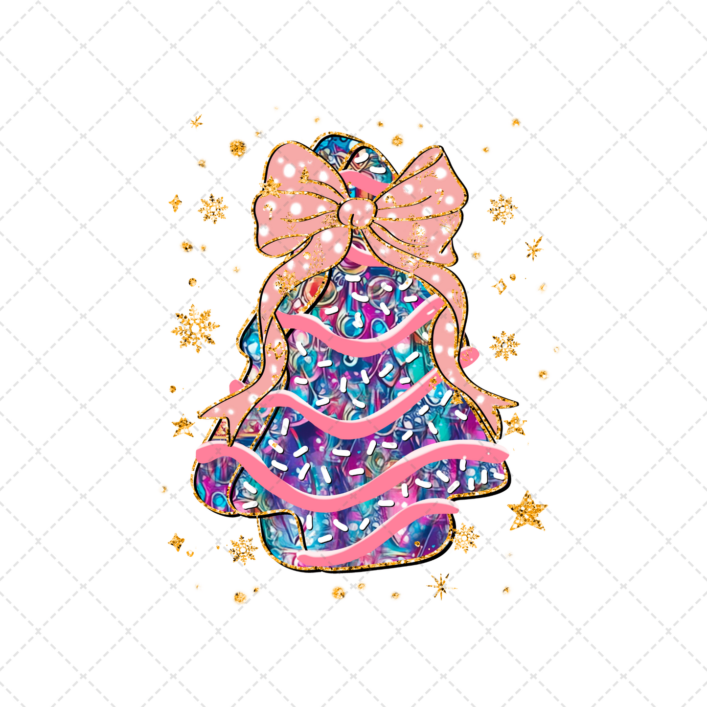 Colorful Christmas Tree Cake Transfer