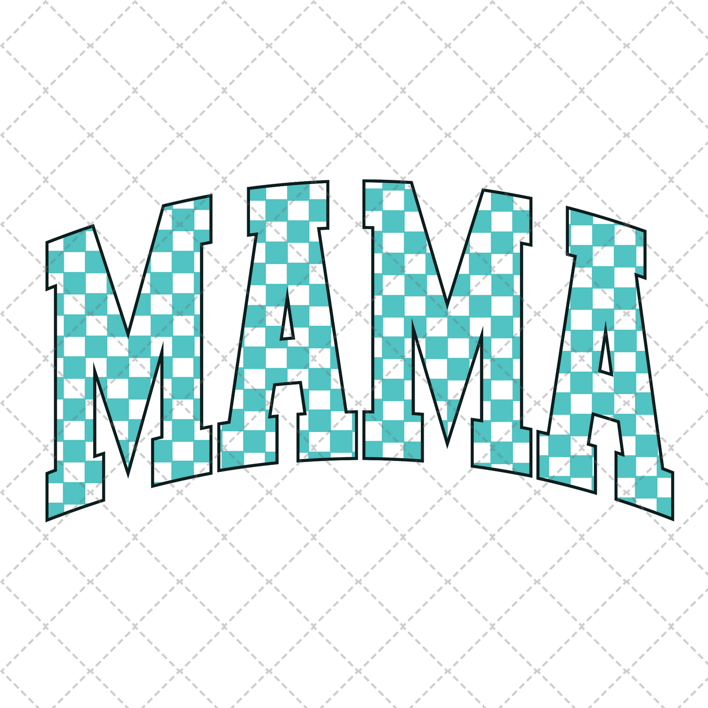 Mama Blue Checkered Transfer