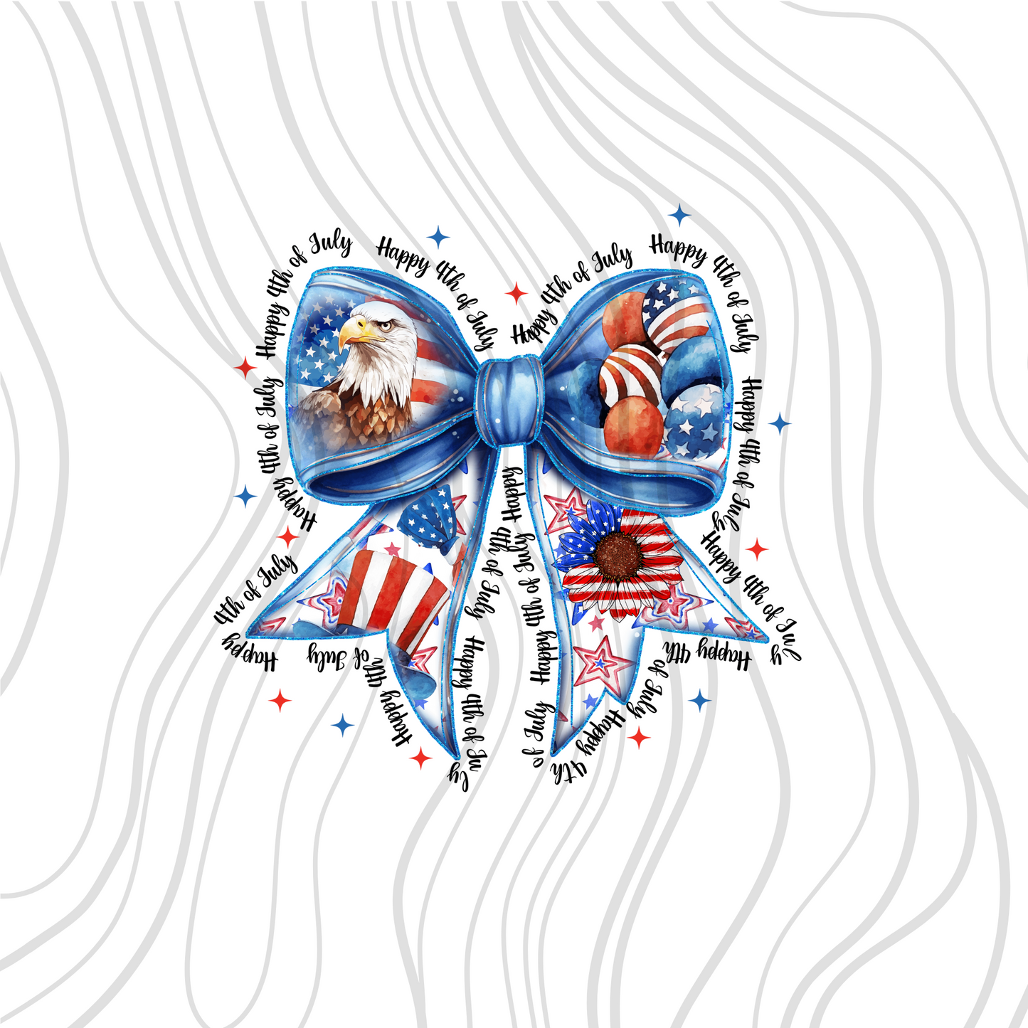 Happy 4th Of July Bow Transfer