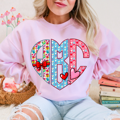 Teddy Bear Floral Valentines - Custom Monogram Transfer