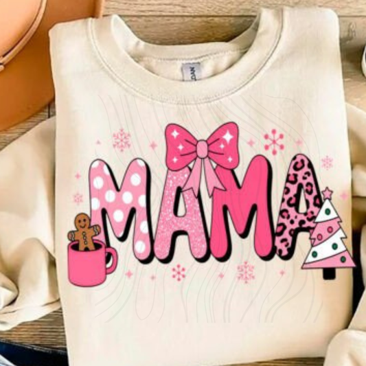 Mama Pink Christmas Coquette Transfer