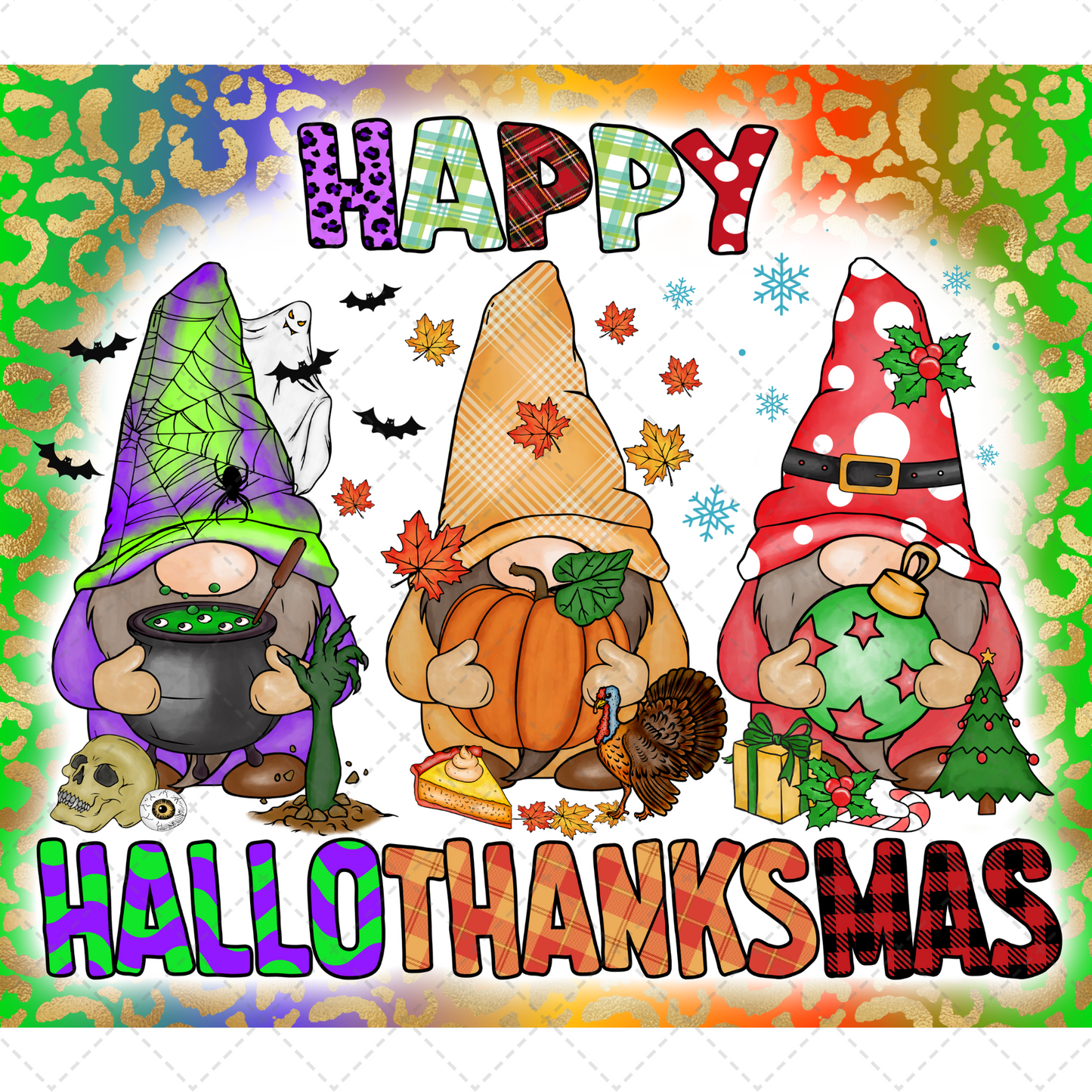 Happy Hallothanksmas Tumbler- Sublimation Transfer