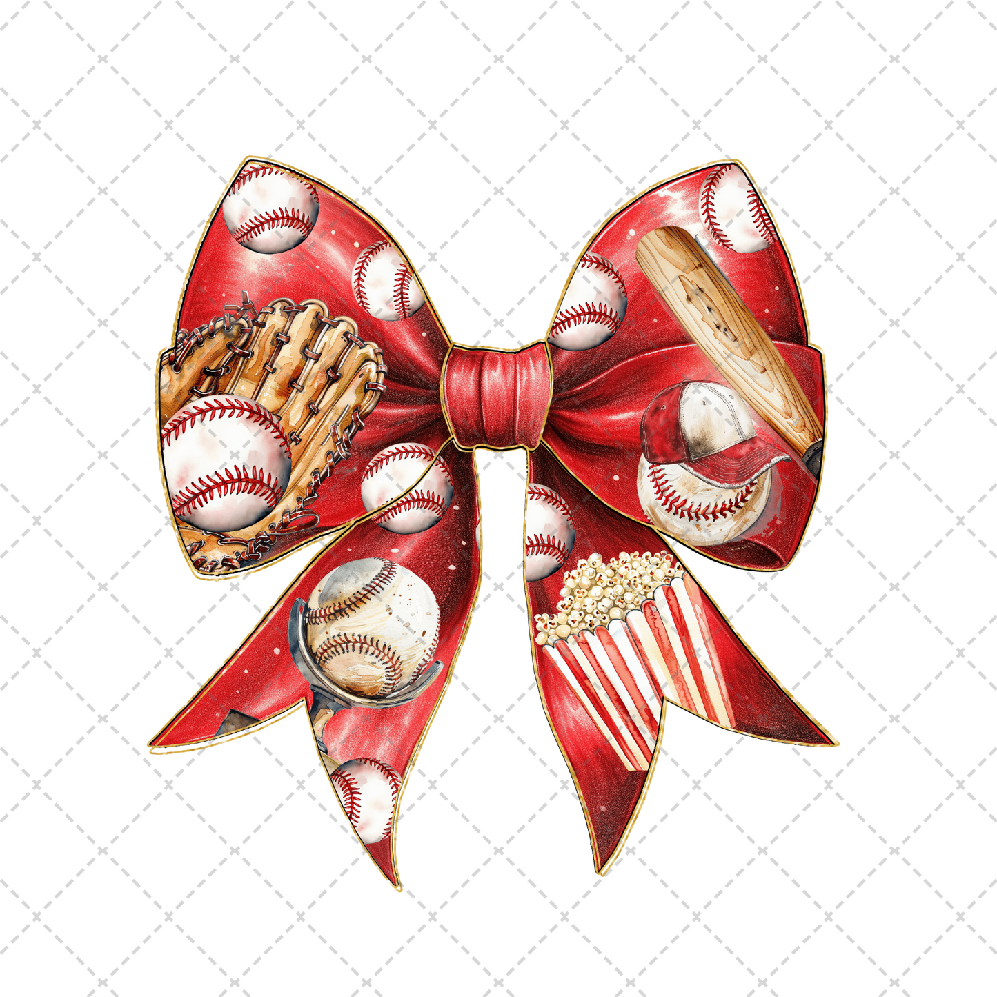 Baseball Coquette Bow Transfer