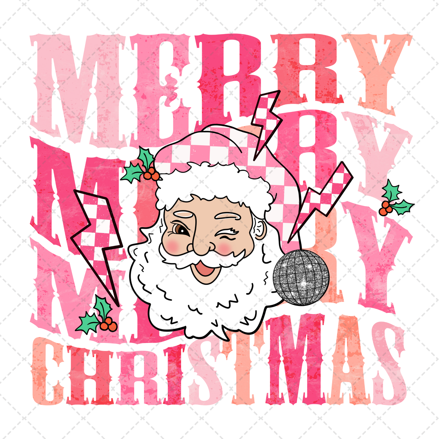 Merry Santa Wavy Pink Transfer