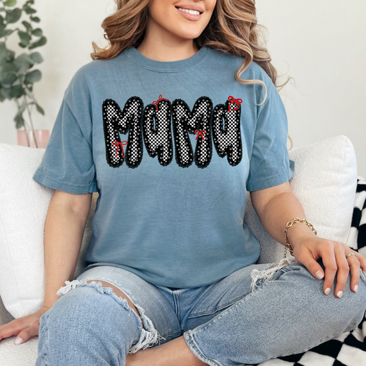 Mama Checkered Glitter Coquette Transfer