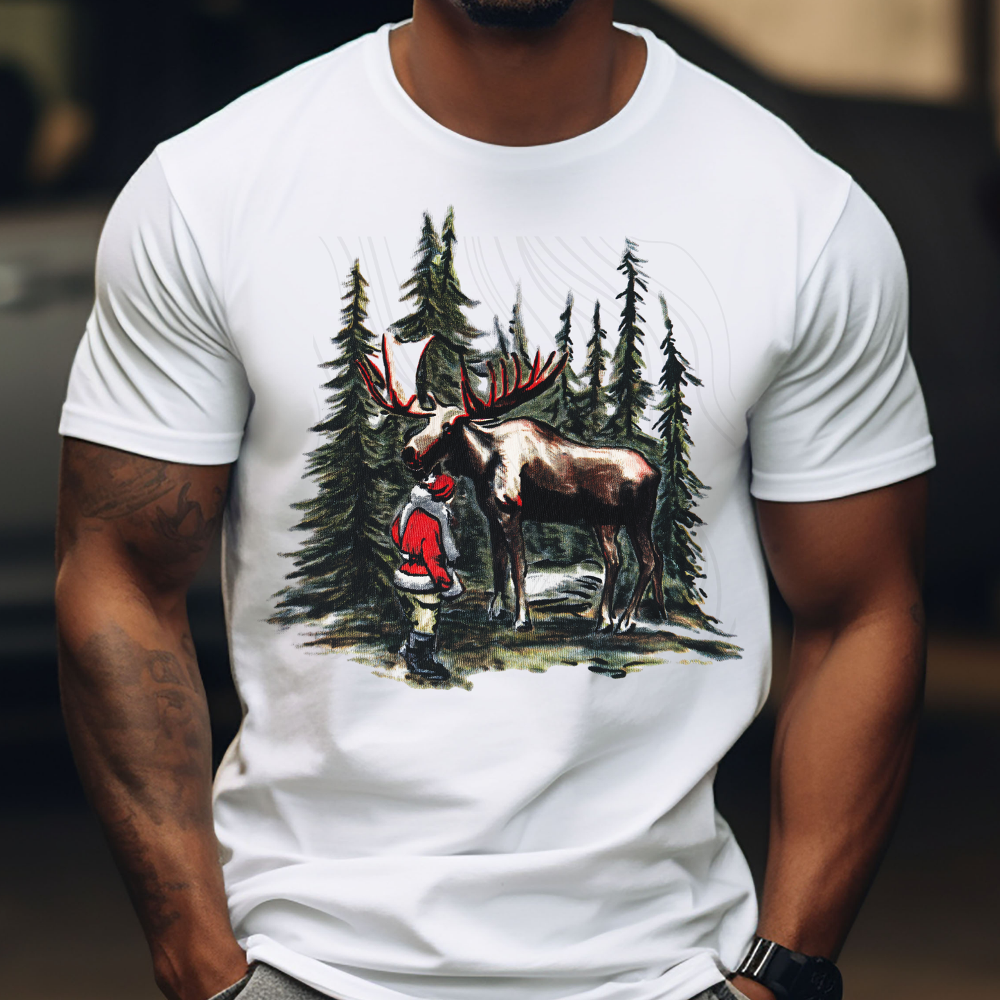 Vintage Santa Moose Transfer