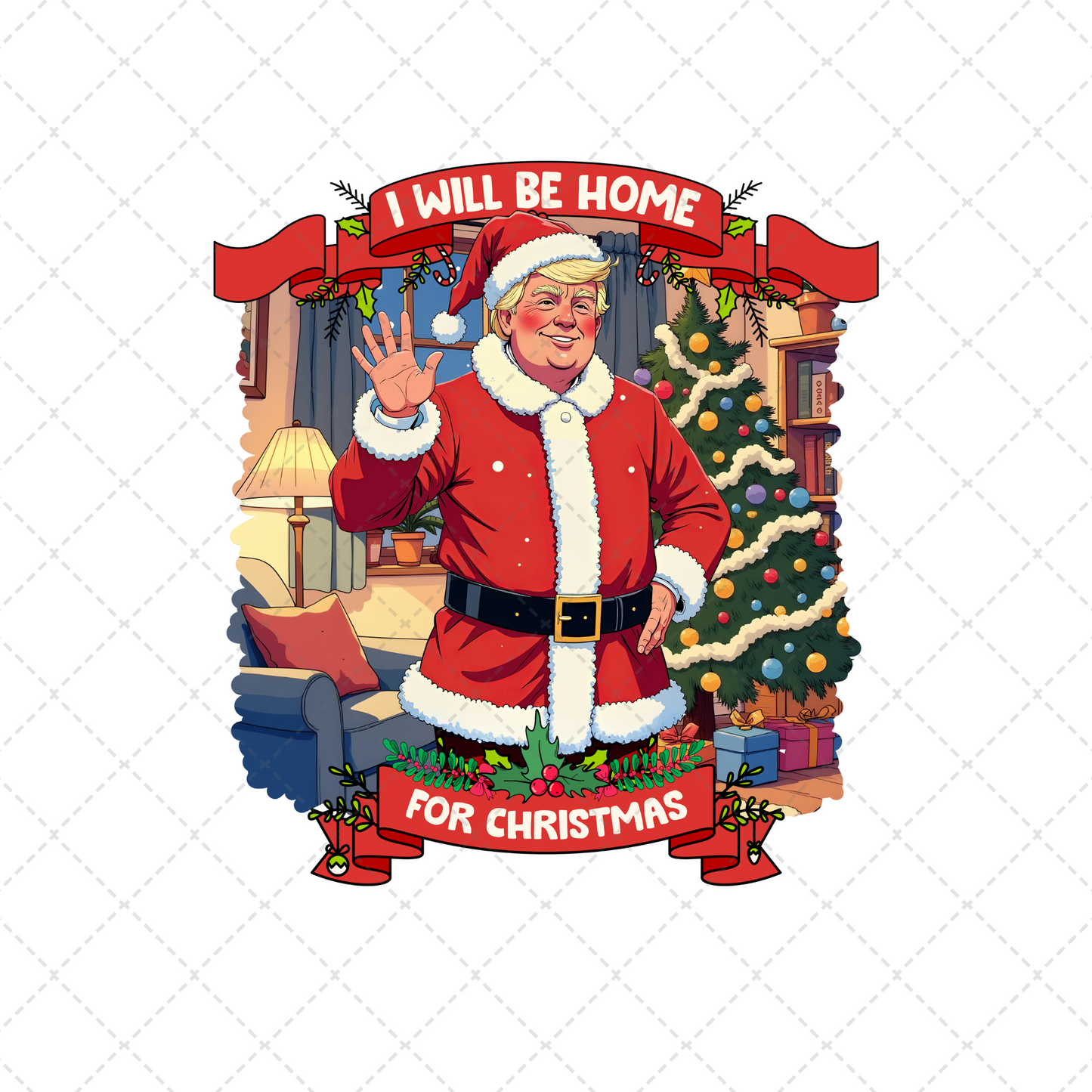 I Will Be Home For Christmas Santa Trump Transfer