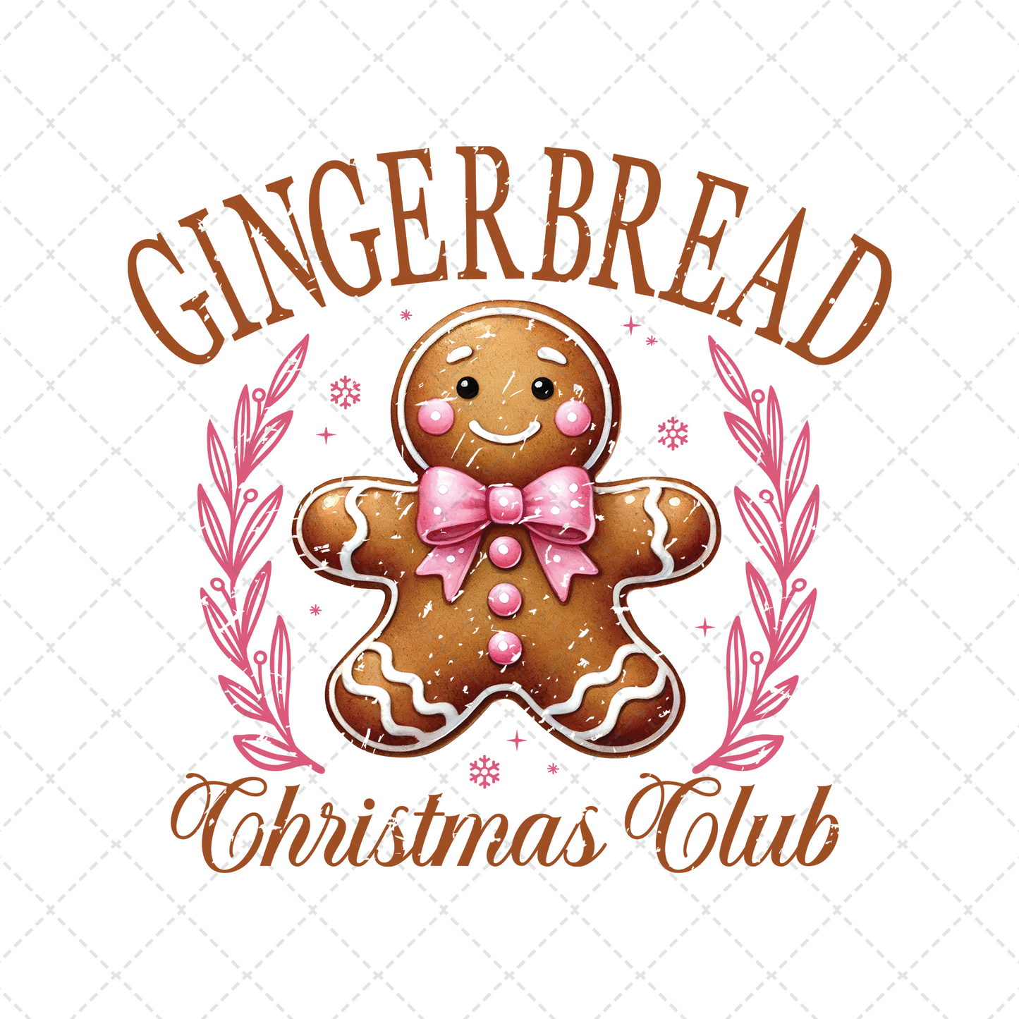 Gingerbread Christmas Club Side Bow Transfer