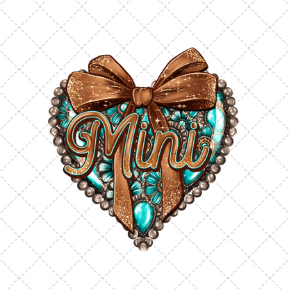 Mama Mini Teal Heart Transfer