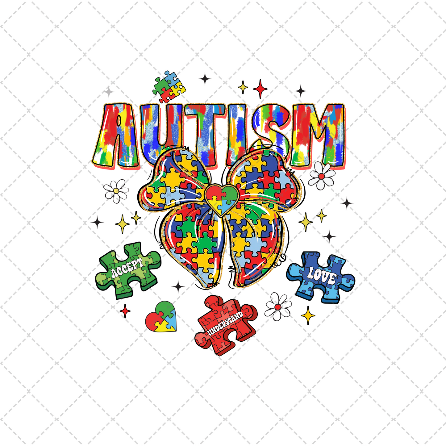 Autism Puzzle Coquette Transfer