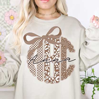 Neutral Era Circle Scalloped- Custom Monogram Transfer