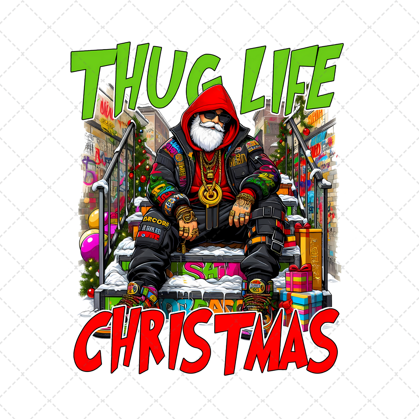 Thug Life Christmas Cool Santa Claus Transfer