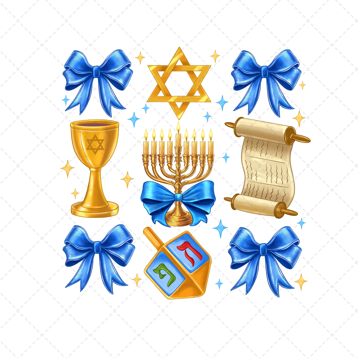 Hanukkah Bow Grid Transfer