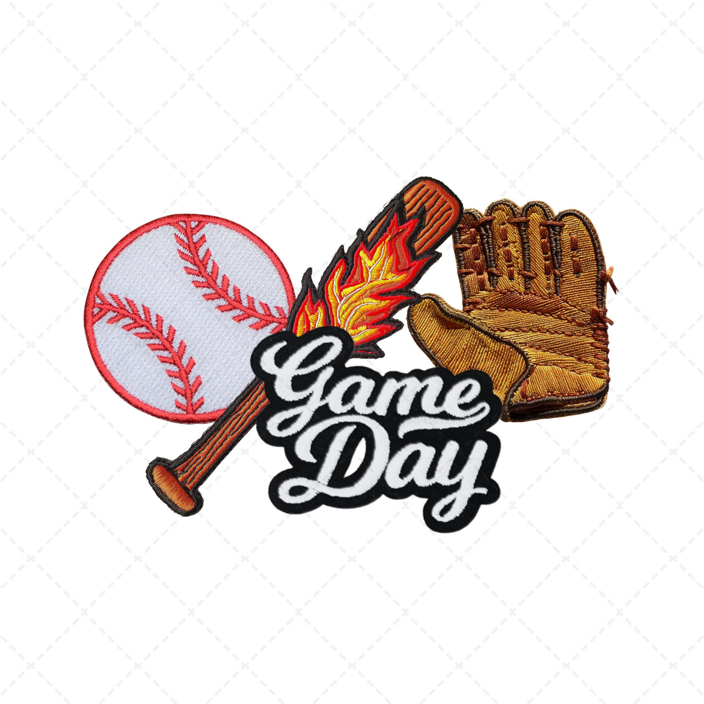 Game Day Baseball Faux Embroidery Transfer