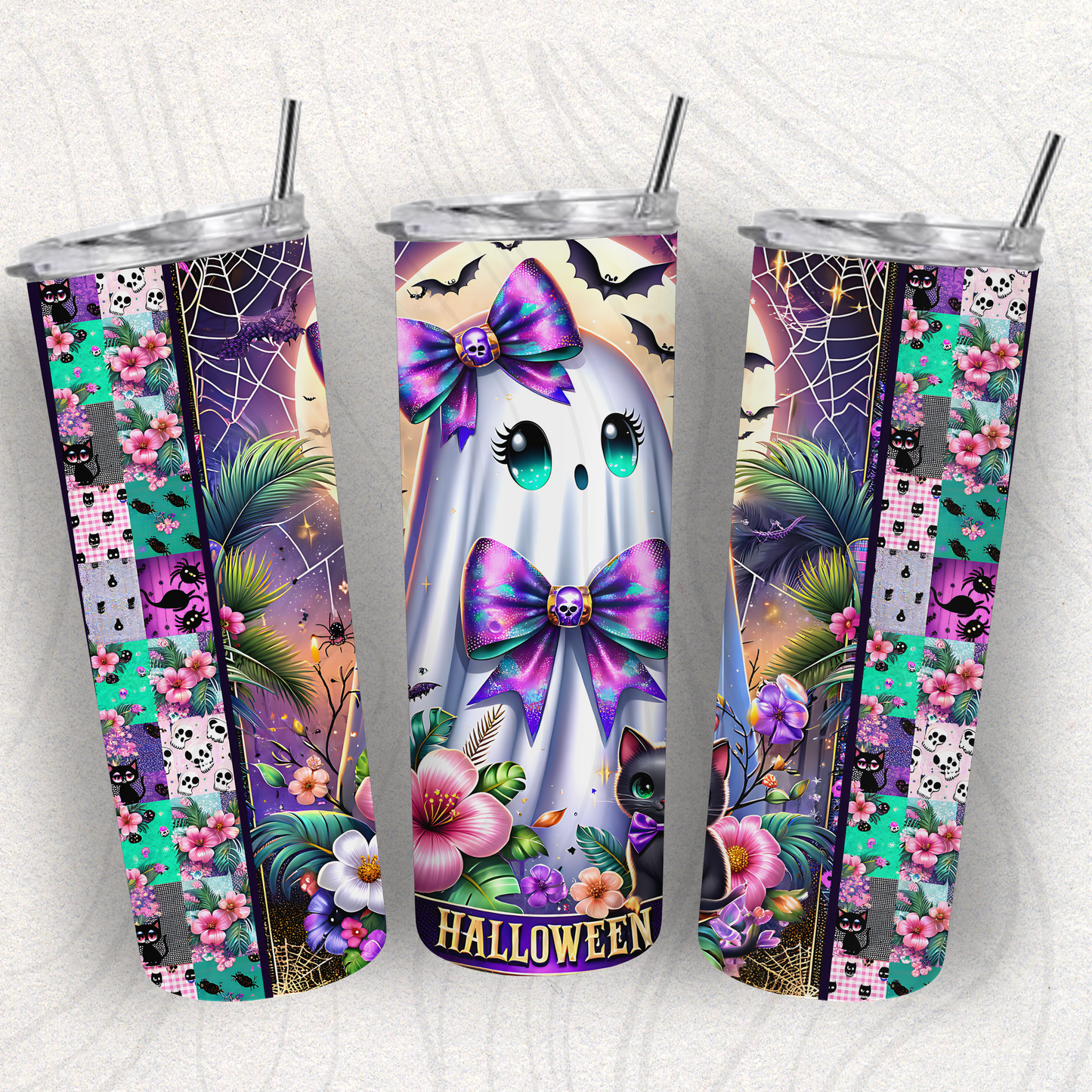 Halloween Coquette Ghost Tumbler Wrap Transfer