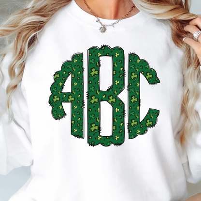 St.Patrick's Day Green Cloverleaf - Custom Monogram Transfer