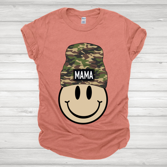 Mama Camo Smiley Beanie Transfer