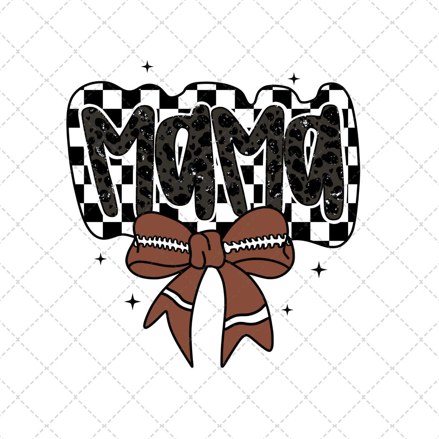 Checkered Football Mama Coquette Transfer