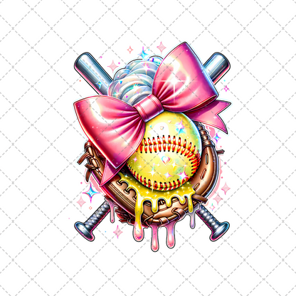 Drip Softball Bow Transfer