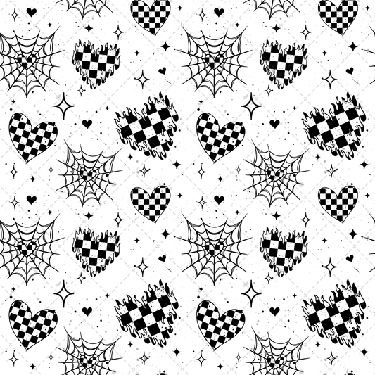 Black On White Checker Flame Hearts Seamless - Sublimation Transfer