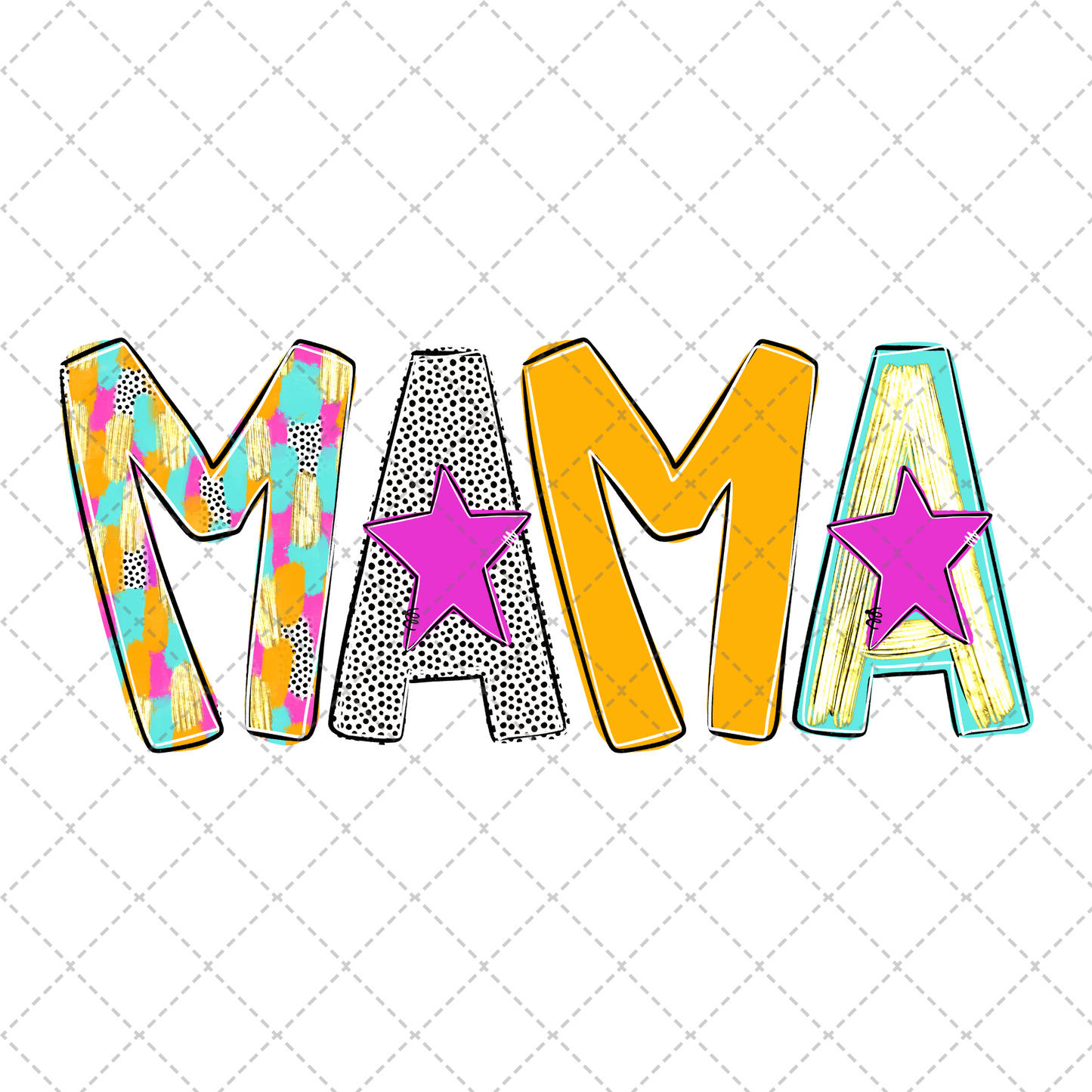 Colorful Retro Mama Transfer