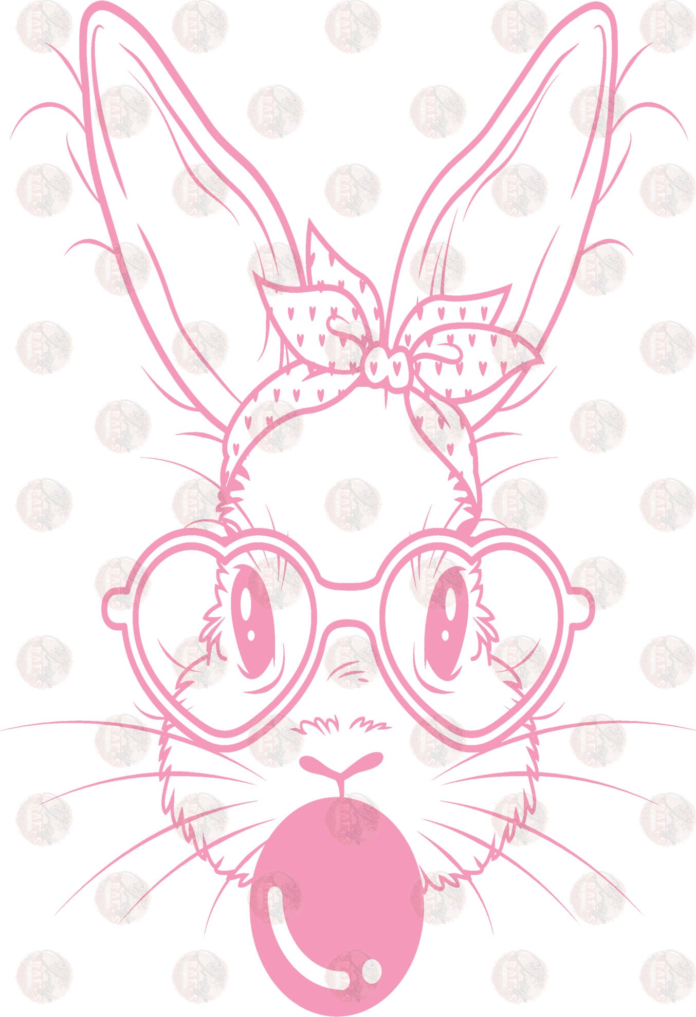 All Pink Bubble Gum Bunny Transfer