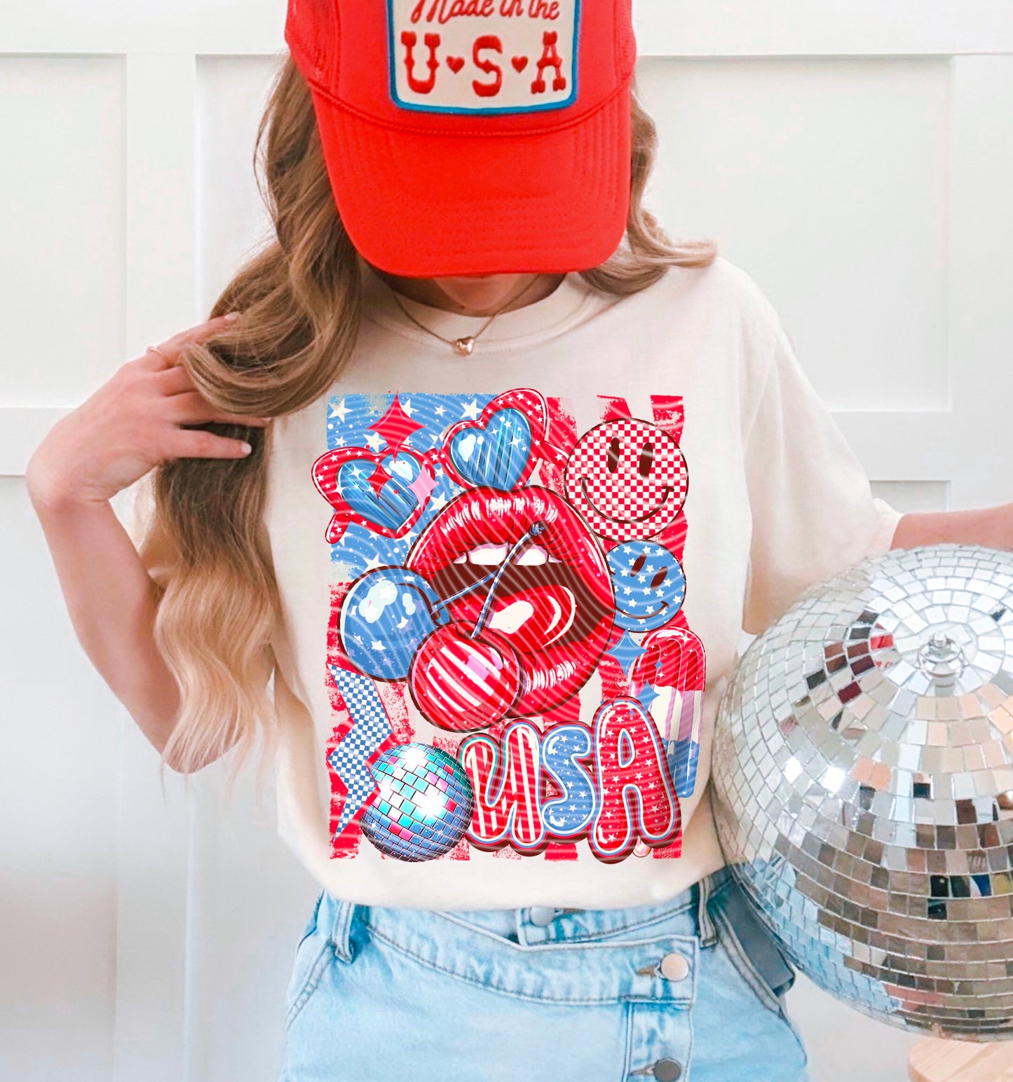 Retro USA Blue & Red Transfer