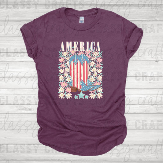America Boots Floral Transfer