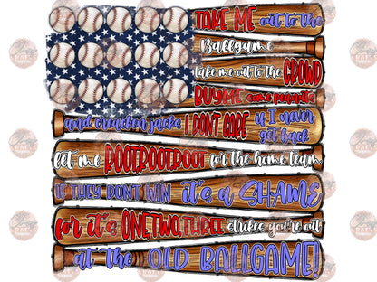 America Flag Baseball Transfer