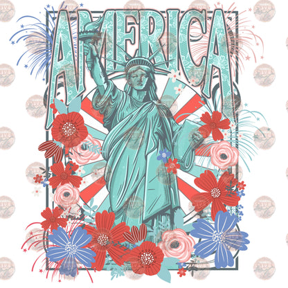 America Statue Floral Transfer
