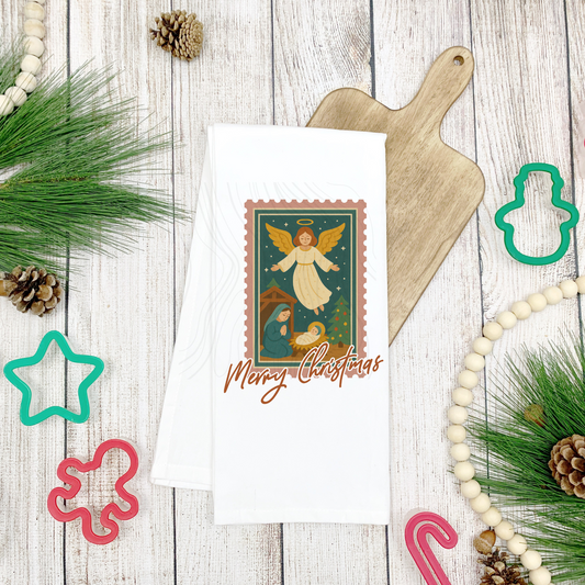 Angel Stamp Tea Towel Transfer