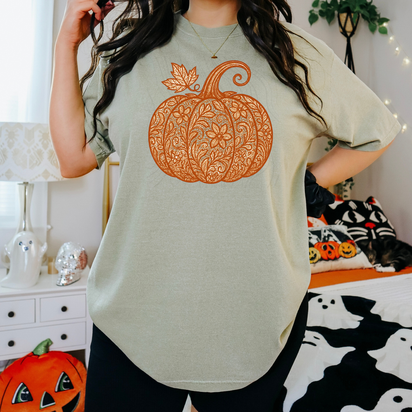 Autumn Fall Pumpkin Lace Transfer