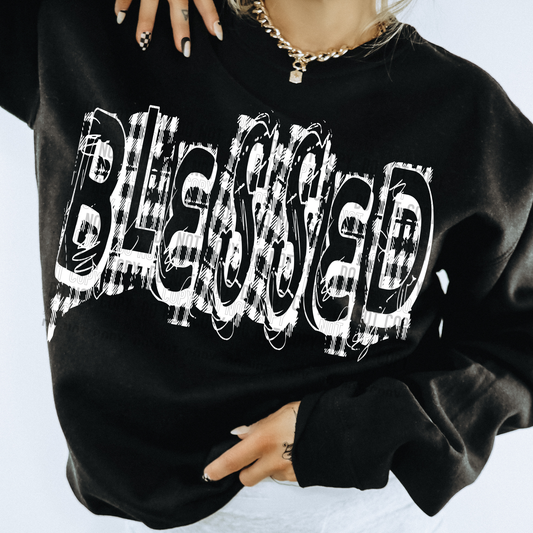 BLESSED PLAID DISTRESSED TRANSFER