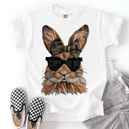 BUNNY FAUX YARN CAMO BOW TRANSFER