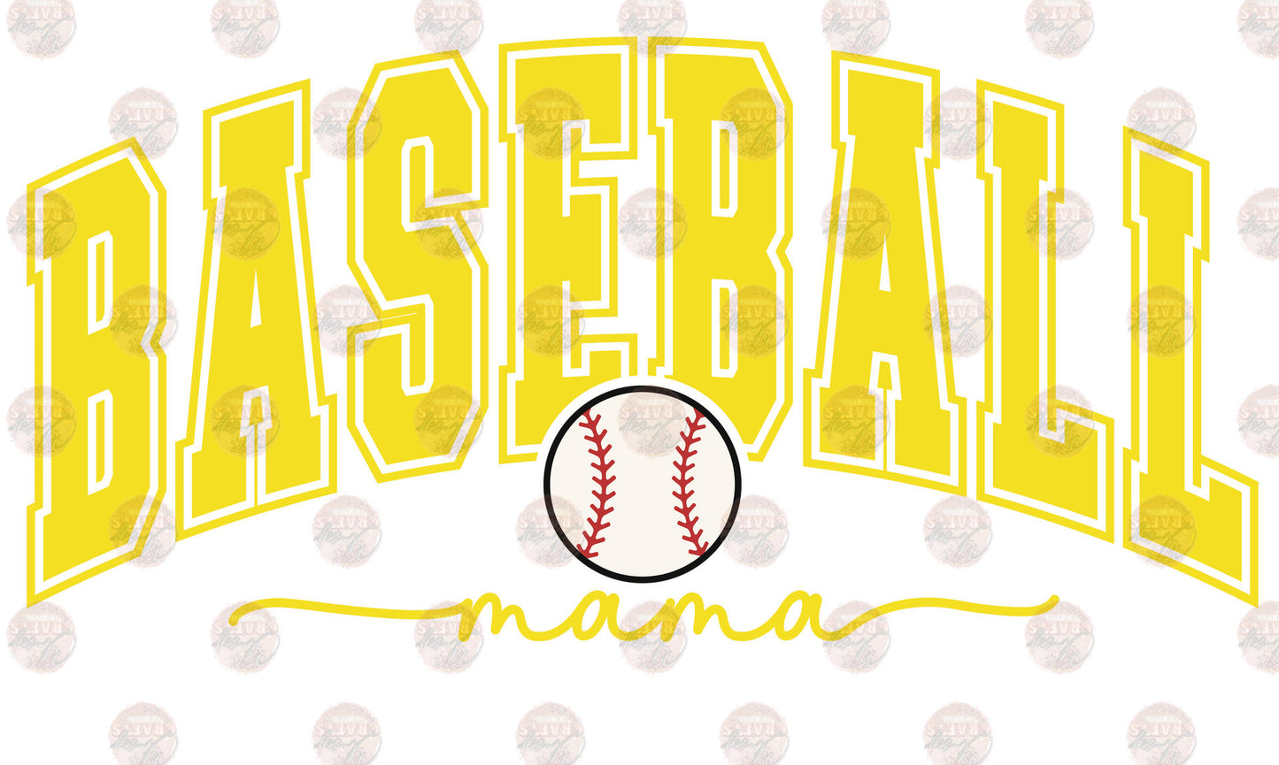 Baseball Mama Yellow Transfer