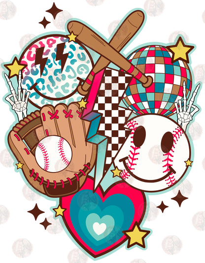 Baseball Retro Collage Transfer
