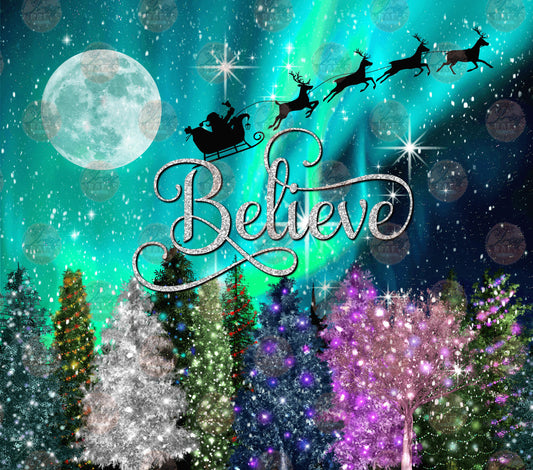 Believe Northern Lights Tumbler Wrap - Sublimation Transfer