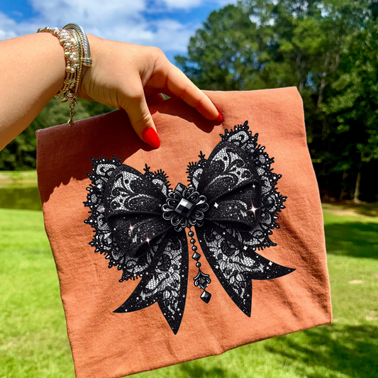 Black Lace Bow Transfer