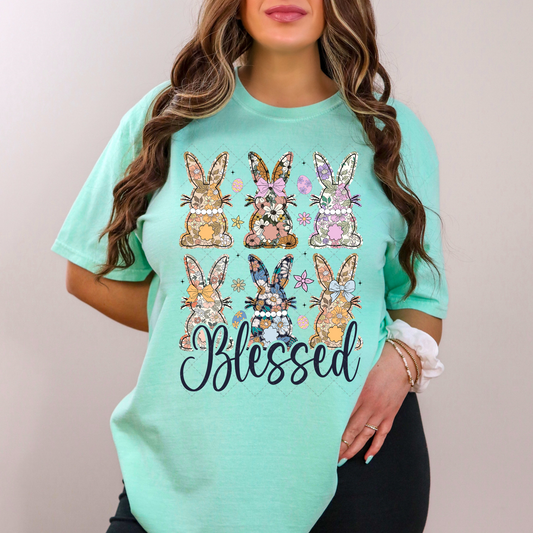 Blessed Floral Bunnies Transfer