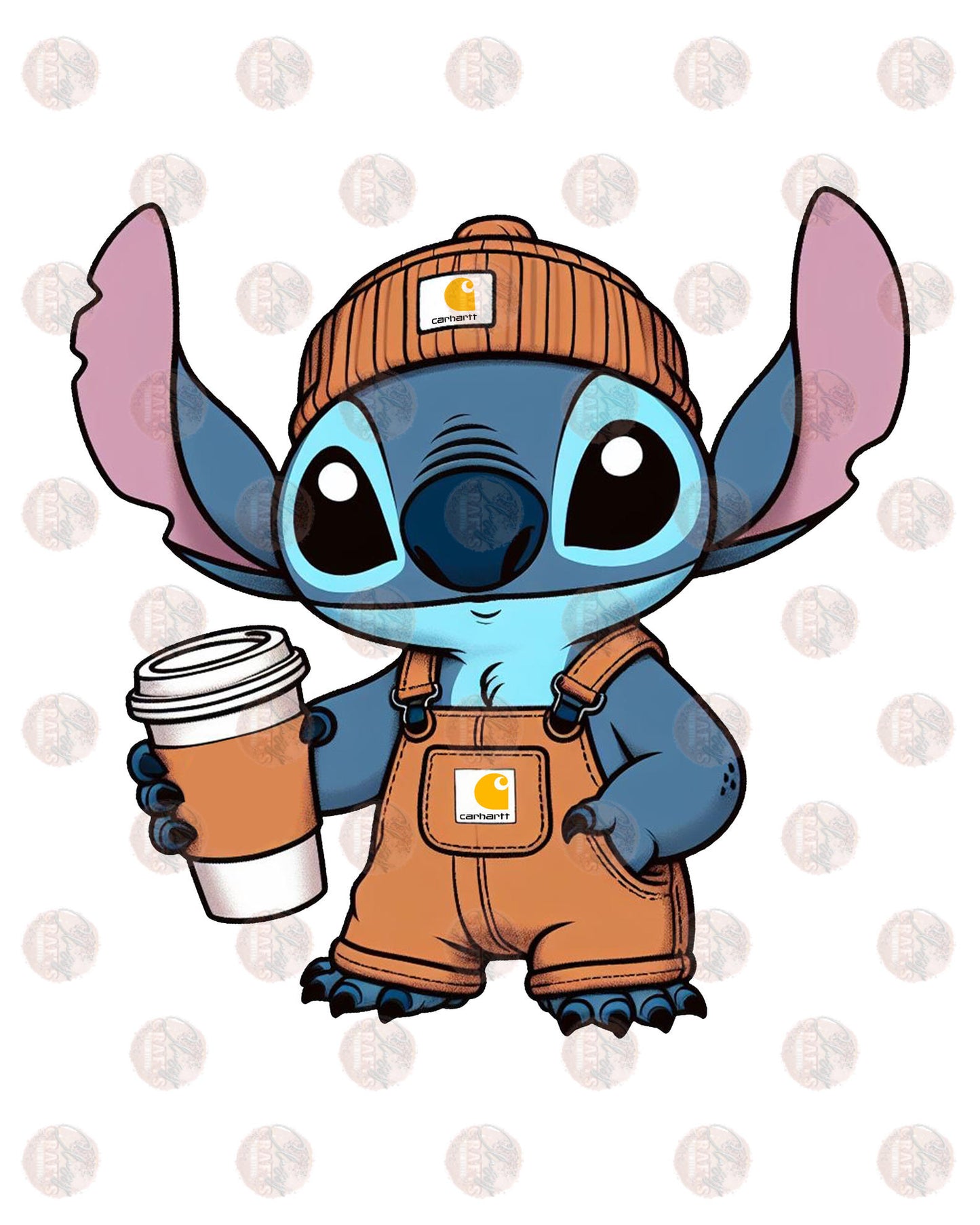 Blue koala in hat drinking coffee Transfer