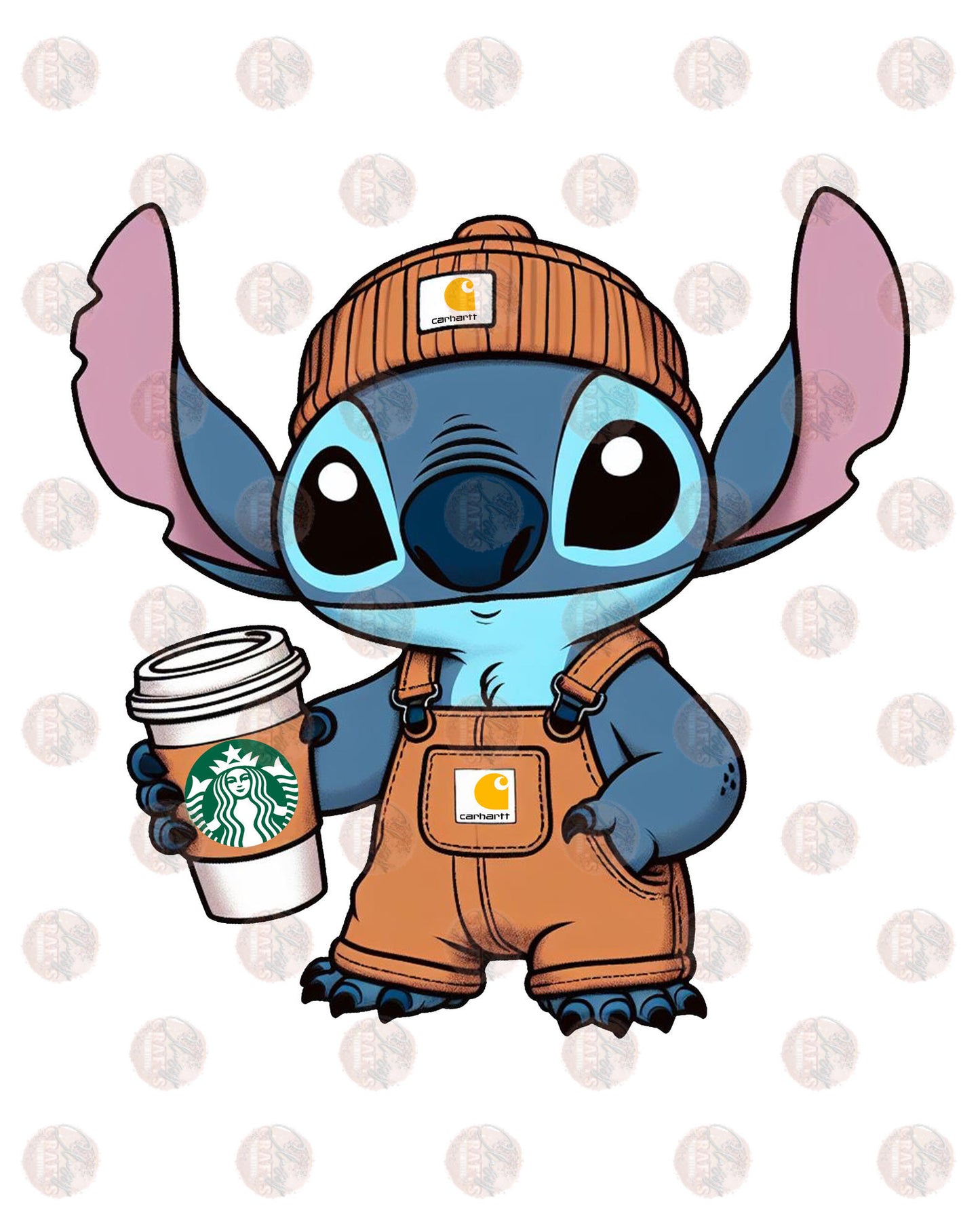 Blue koala in hat drinking coffee Transfer