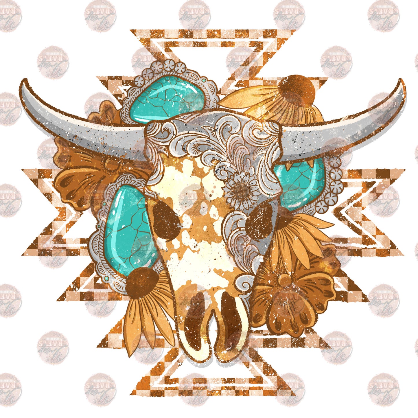 Boho Bull Turquoise ** TWO PART* SOLD SEPARATELY** Transfer
