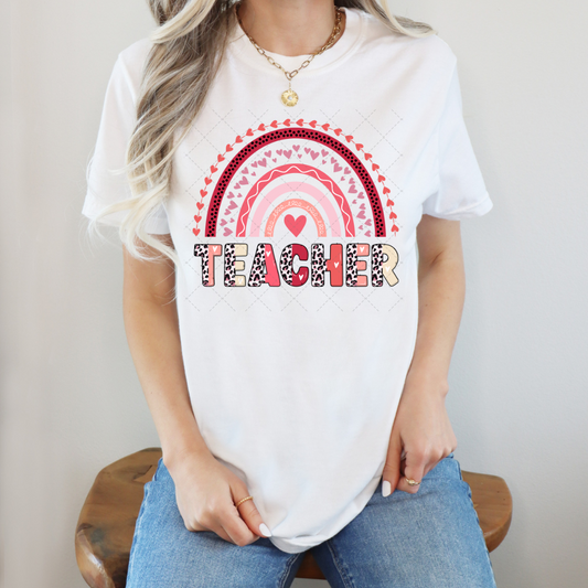 Boho Rainbow Teacher Leopard Transfer