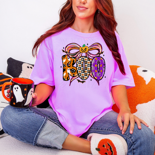 Boo Bow Purple Transfer