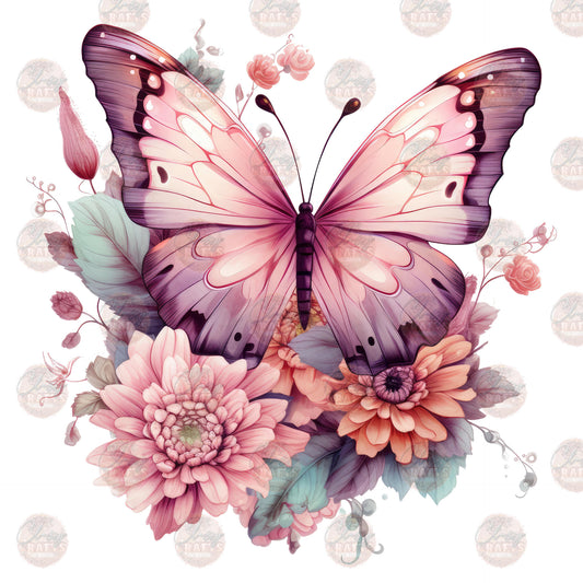 Breast Cancer Awareness Butterfly Floral - Sublimation Transfer