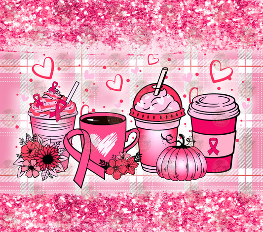 Breast Cancer Coffee Tumbler Wrap - Sublimation Transfer