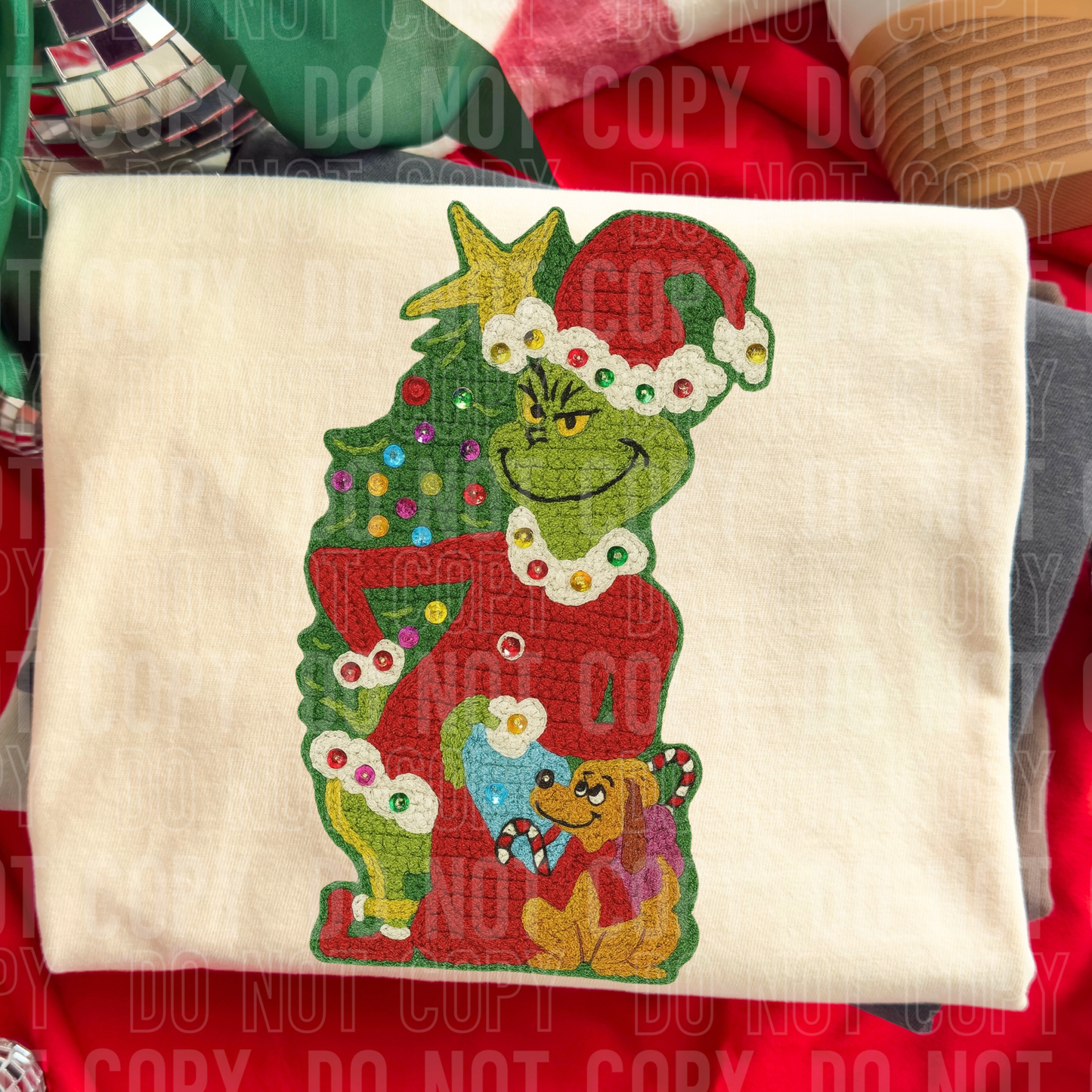 CHRISTMAS CHARACTER G DOG FAUX YARN TRANSFER