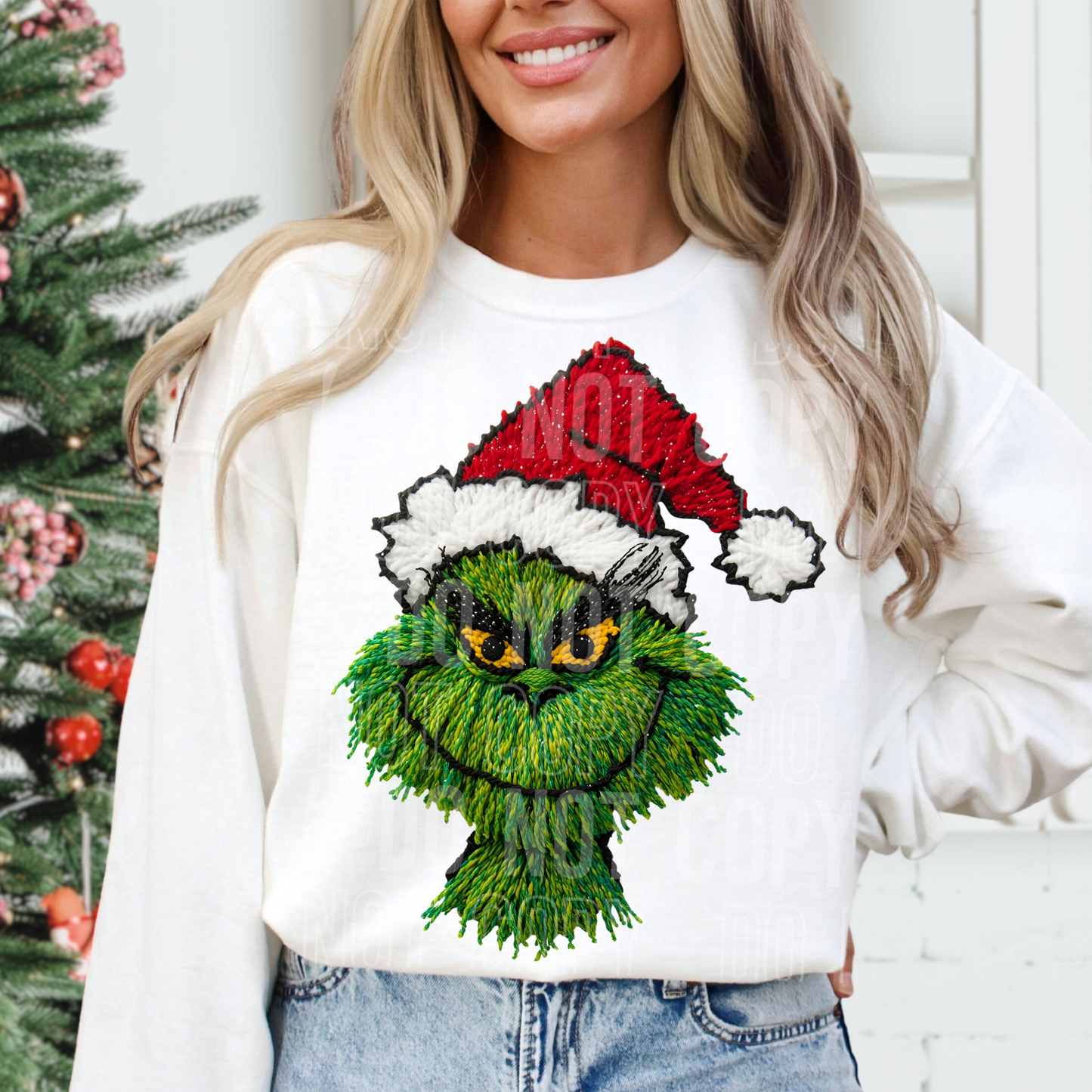 CHRISTMAS GREEN YARN FACE TRANSFER