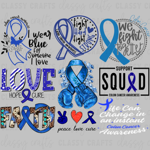 COLON CANCER AWARNESS -  30x24 - MINI PREMADE GANG SHEET